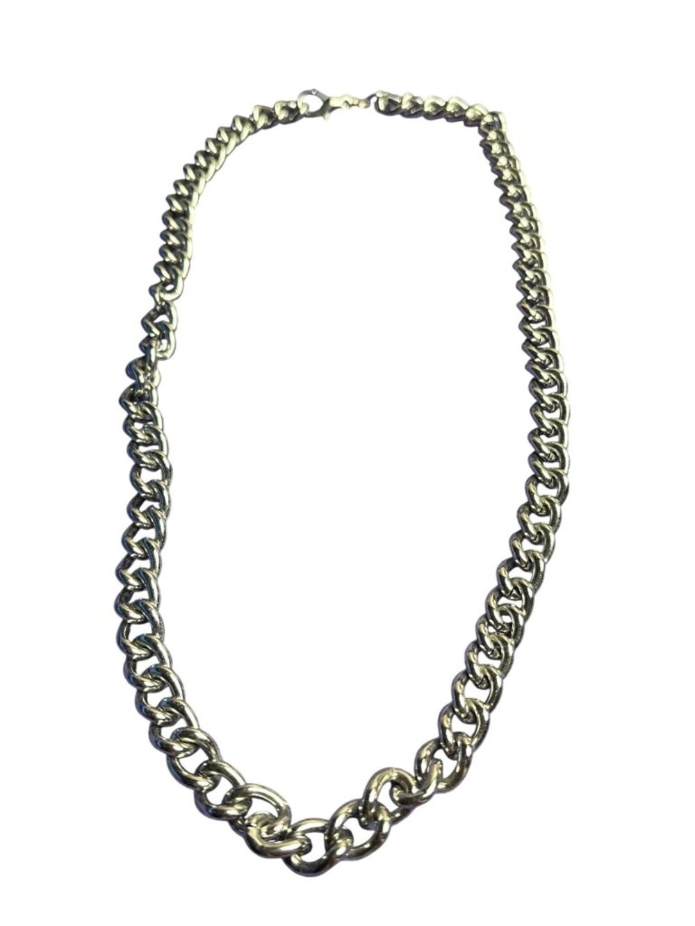 Silvertone Chunky Heavy Chain Necklace Lobster Clasp 25 inches Long
